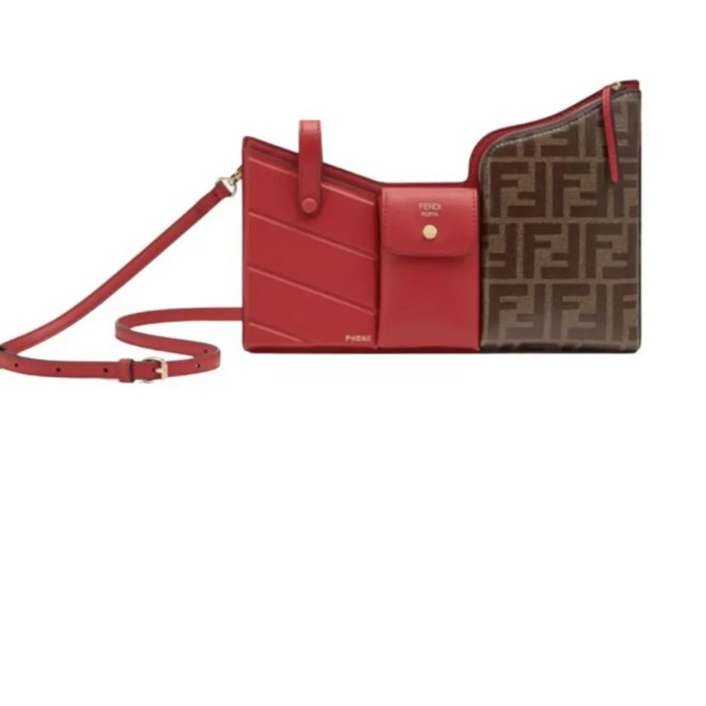Fendi Red and Brown Crossbody Bag